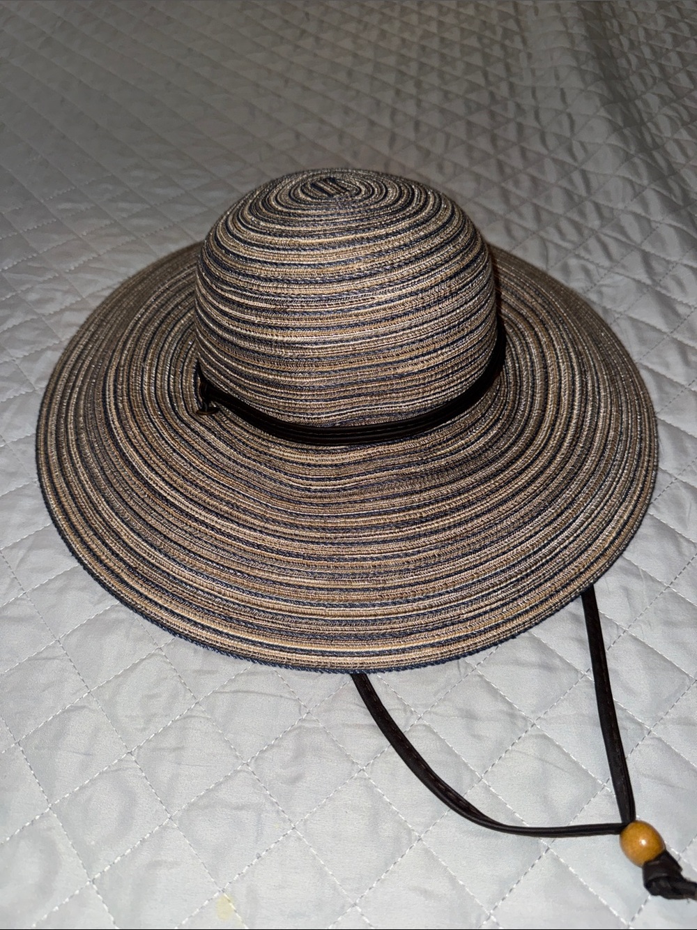 Sloggers Striped Wide-Brim Sun Hat in Black and Tan